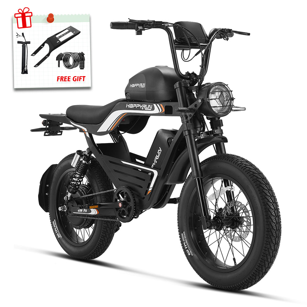 electric bicycle motorcycle HappyRun G100 Pro Off-road Fat Tire Bike running errands or exploring The Ultimate Guide to Colour:Broken Broadcast Sport:Gravel / Road