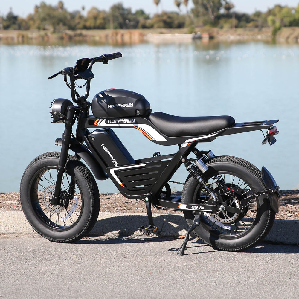 extreme electric bicycle Happyrun G100 Pro Flagship Electric Bike Dual Battery Black