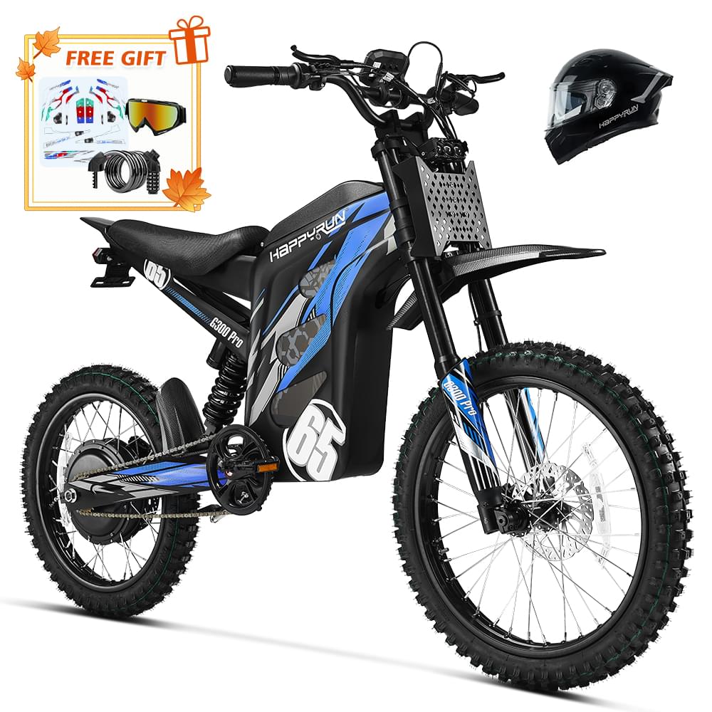 HappyRun G300 Pro Electric Dirt Bike - 50 MPH Fast Off Road E-Bike