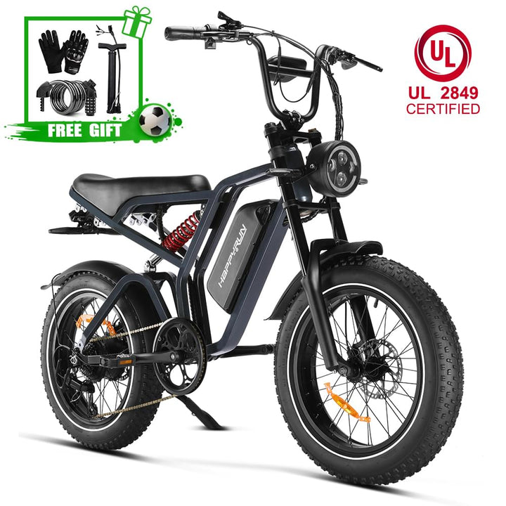 Happyrun Tank G60 Pro UL 2849 Certified Moped Style Offroad Electric Bike Fat Tire