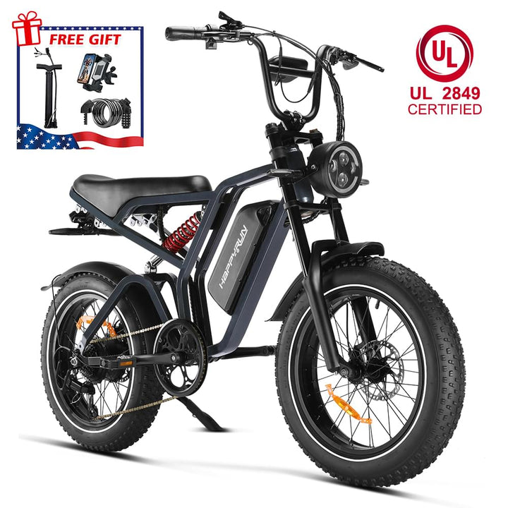 Happyrun Tank G60 Pro UL 2849 Certified Moped Style Offroad Electric Bike Fat Tire