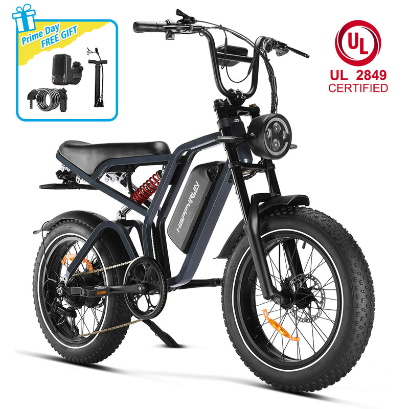 Happyrun Tank G60 Pro UL 2849 Certified Moped Style Offroad Electric Bike Fat Tire