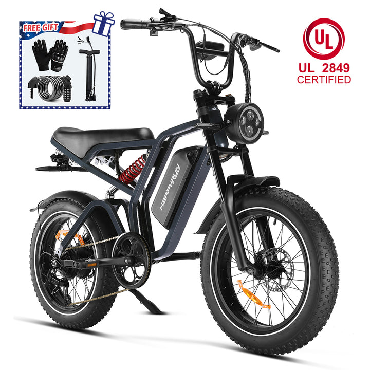 Happyrun Tank G60 Pro UL 2849 Certified Moped Style Offroad Electric Bike Fat Tire