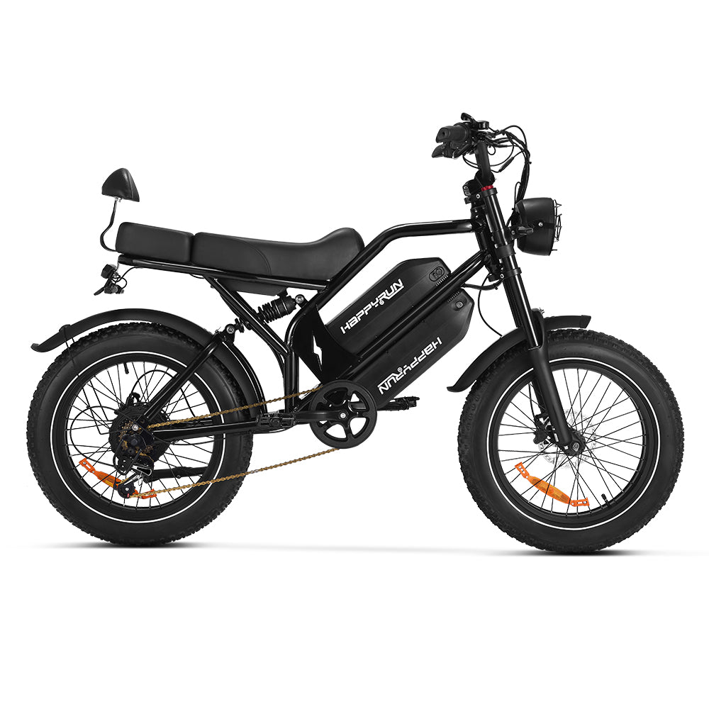 e bike fully 1000 watt HappyRun G70 Dual Battery Electric Cargo Bike Utility Black / CAN Warehouse