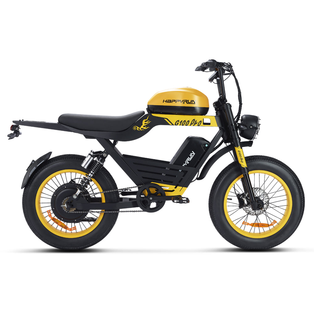 electric bicycle motorcycle Happyrun G100 Pro Flagship Electric Bike Dual Battery Yellow