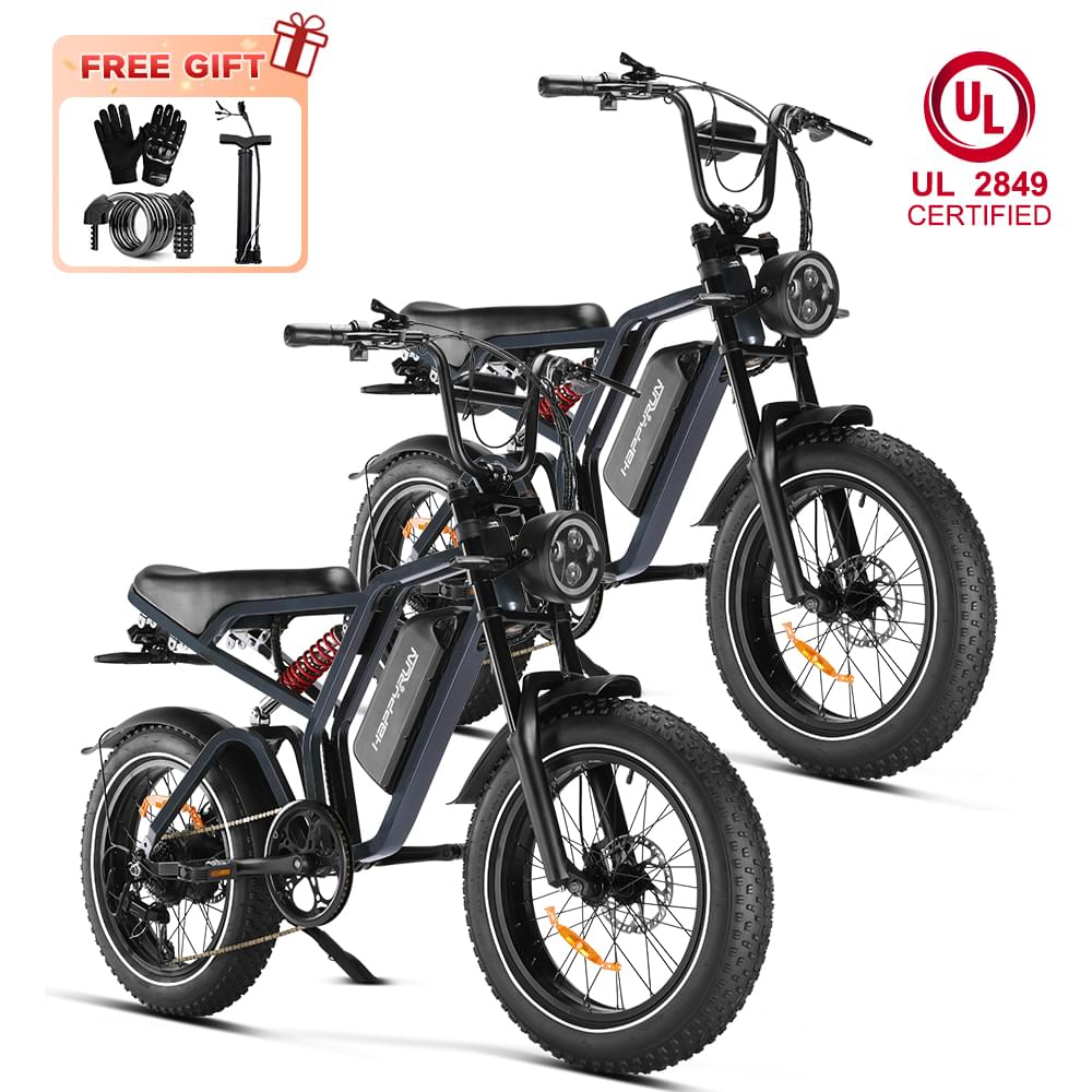 Happyrun Tank G60 Pro UL 2849 Certified Moped Style Offroad Electric Bike Fat Tire