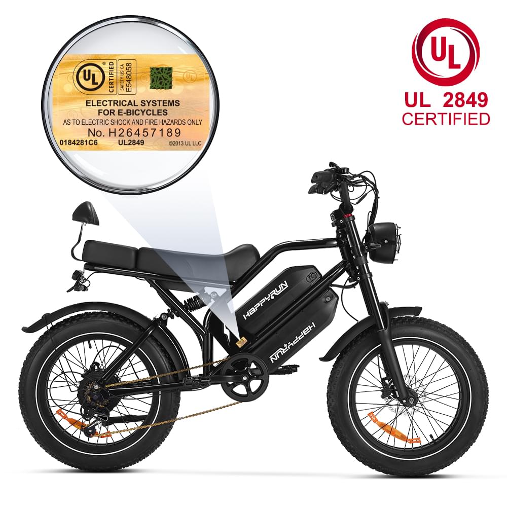 HappyRun G70 Dual Battery Electric Cargo Bike Utility Green / With Rear Rack