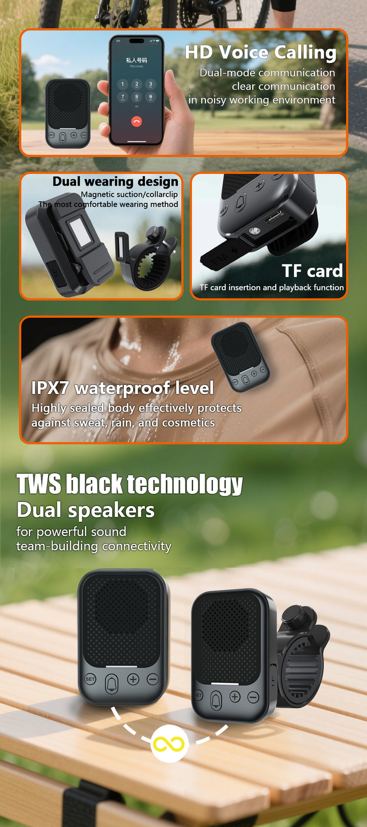 HappyRun Bluetooth Speaker 2-in-1 Wearable & Handlebar