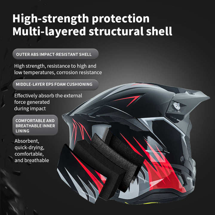HappyRun Off-Road Dirt Bike Helmet with Goggles- Full Face Trail Helmet
