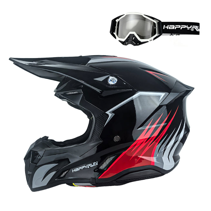 HappyRun Off-Road Dirt Bike Helmet with Goggles- Full Face Trail Helmet